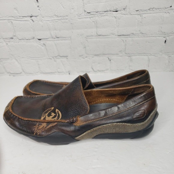 Skechers SN60660‎ Men’s Brown Leather Loafers Moccasins Driving Shoes US Sz 10.5 - Picture 3 of 9